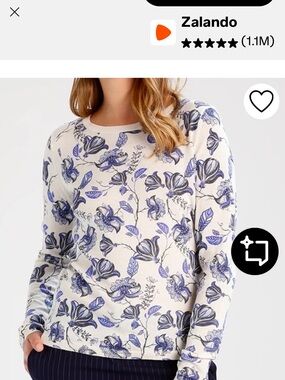 Blue Floral Crewneck Sweater in Cream